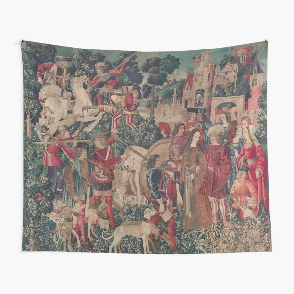 Unicorn Hunt Medieval Art, Hunters Return to Castle