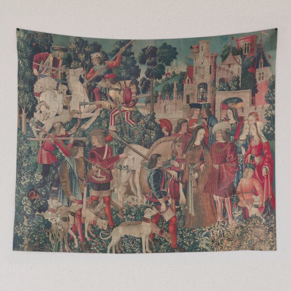 Item preview, Unicorn Hunt Medieval Art, Hunters Return to Castle designed and sold by VintageArchive.