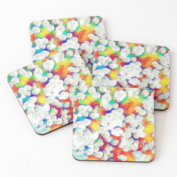 Item preview, Small flowers abstract with white, yellow, red, green and blue designed and sold by Ninaeva.