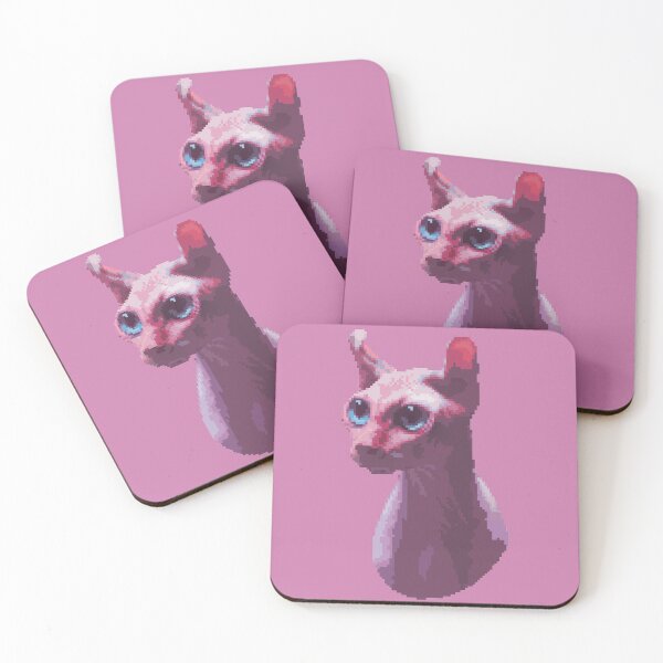 Item preview, purple sphynx cat head pixel art designed and sold by unepommedeterre.