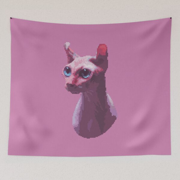 Item preview, purple sphynx cat head pixel art designed and sold by unepommedeterre.