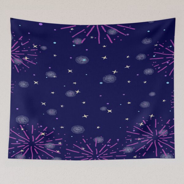 Item preview, Fireworks and confetti on dark navy background | New year celebration  designed and sold by TheWalnut.
