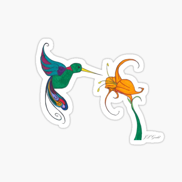 Hummingbird Flower Sticker