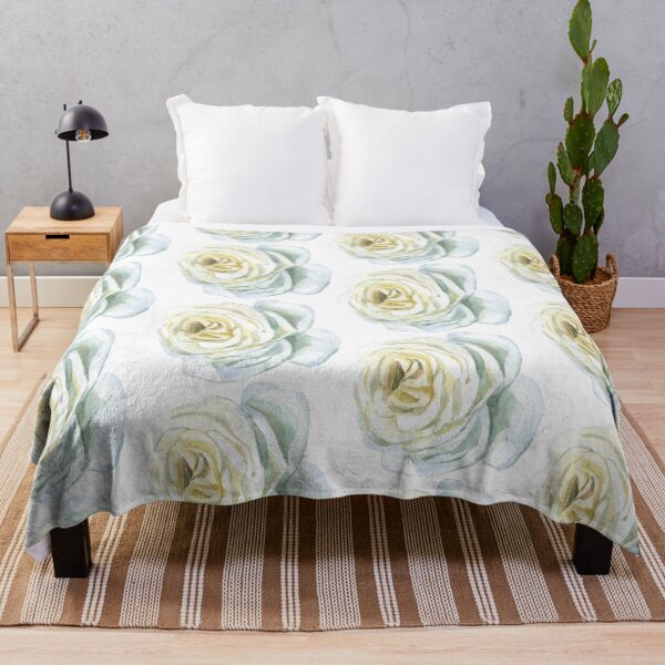Item preview, Watercolour Romantic Yellow and White Rose Floral Print designed and sold by Sohee Jin.