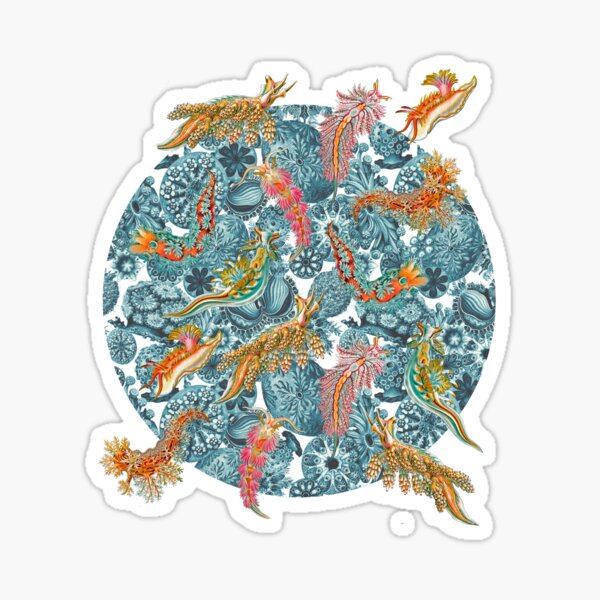 Item preview, Ernst Haeckel Nudibranch Sea Slugs over Cerulean Sea Squirts designed and sold by aimeewilson.