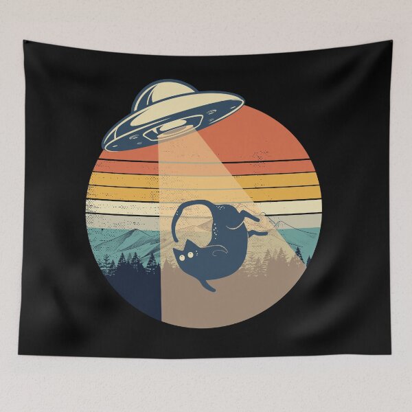 Item preview, UFO Abduction Cat Funny Vintage designed and sold by SurfolioPrints.