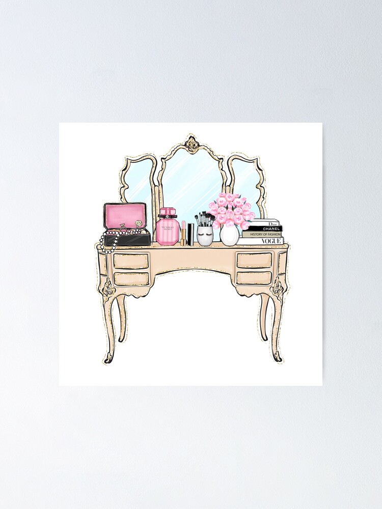 Beautiful Fashion Chic Print Vanity Table Bedroom Poster 