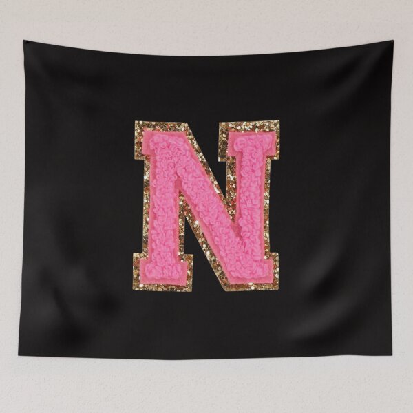 Item preview, N - Bubblegum Glitter Varsity Letter Patches designed and sold by Monograms Ultd.