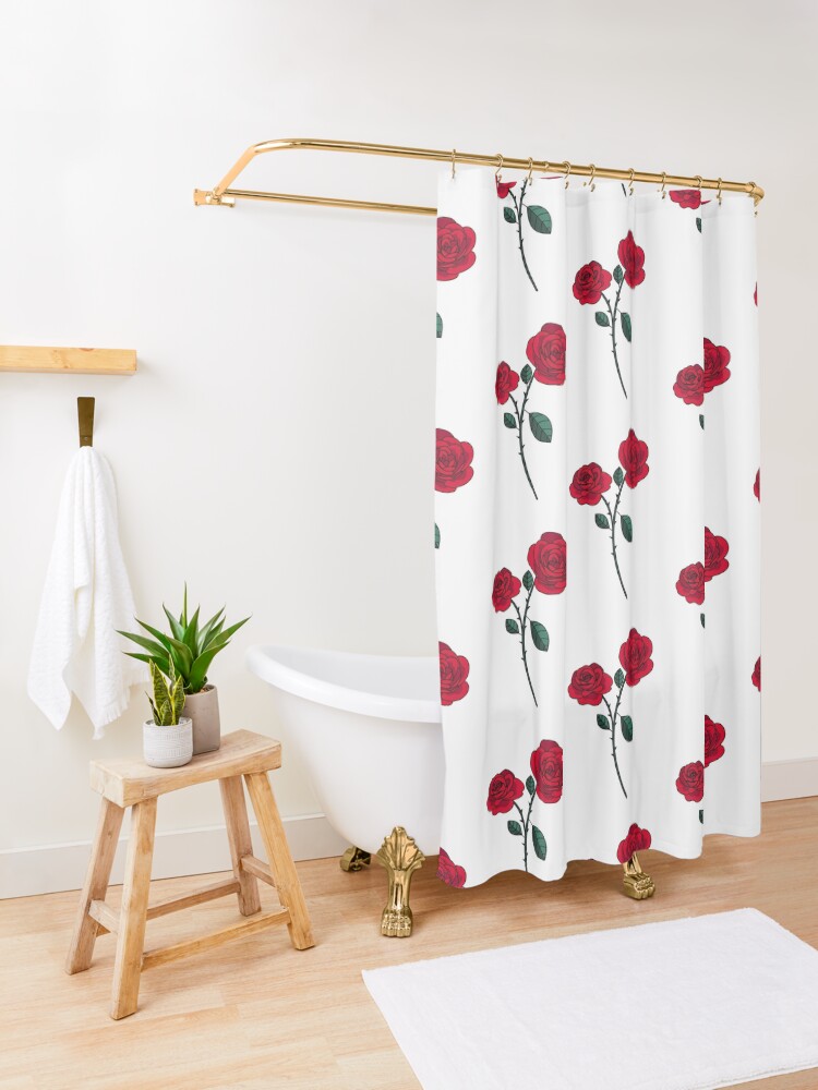 Alternate view of Romantic flowers Shower Curtain