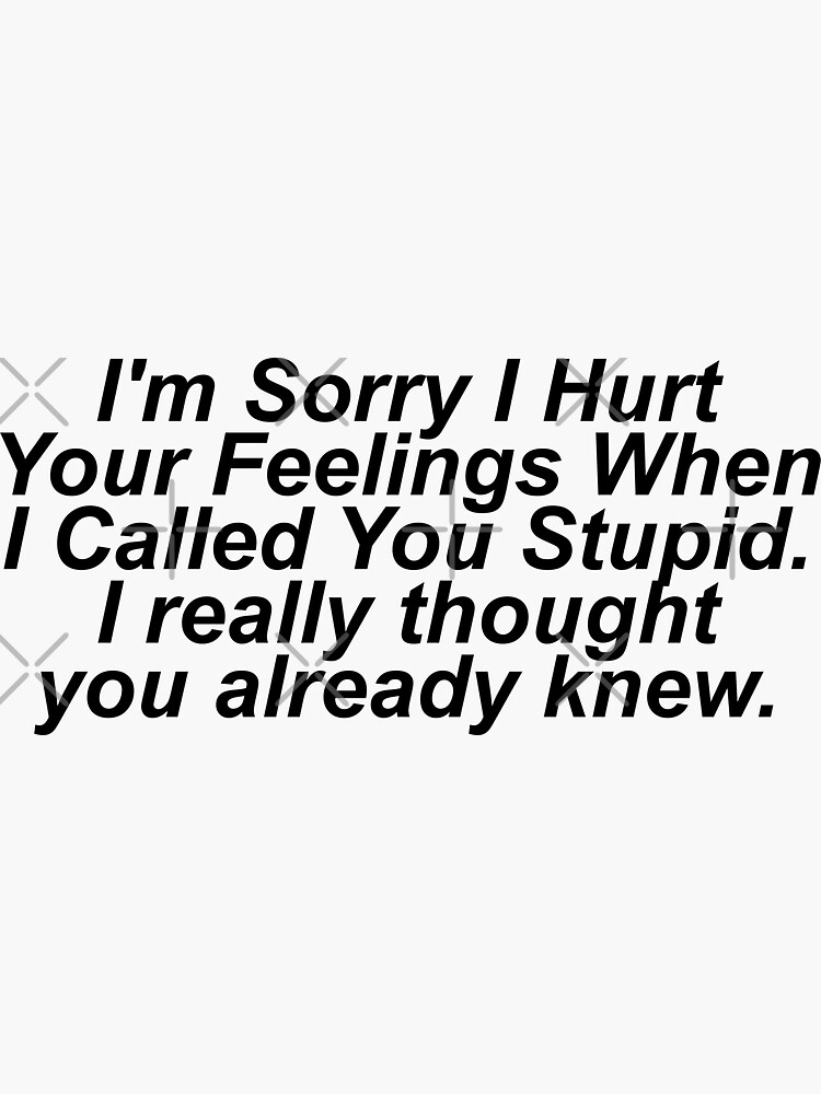 I am sorry i hurt your feelings when i called you stupid I really thought you already know by skr0201