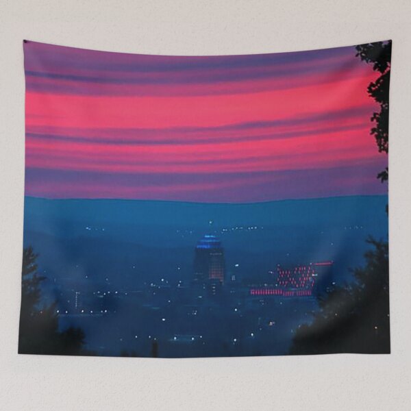 Item preview, Allentown PA skyline at sunset, photograph pink and blue designed and sold by Nostrathomas66.