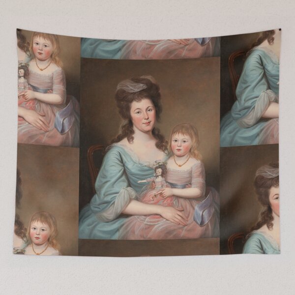 Item preview, Vintage portrait of a lady and child holding a doll designed and sold by Vintage Designs +.
