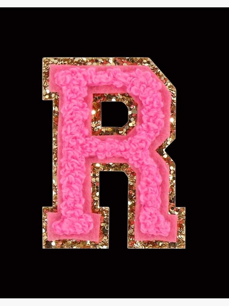 R - Bubblegum Glitter Varsity Letter Patches Art Board Print for Sale by  Monograms Ultd