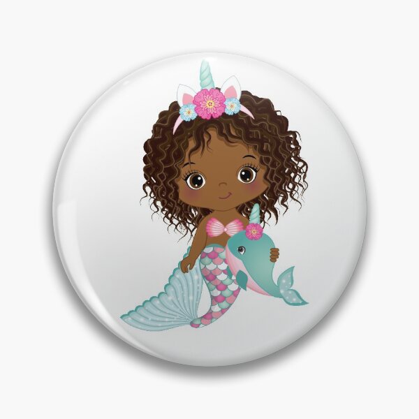 Item preview, African American Cute Little Unicorn Mermaid designed and sold by CreativeMill.