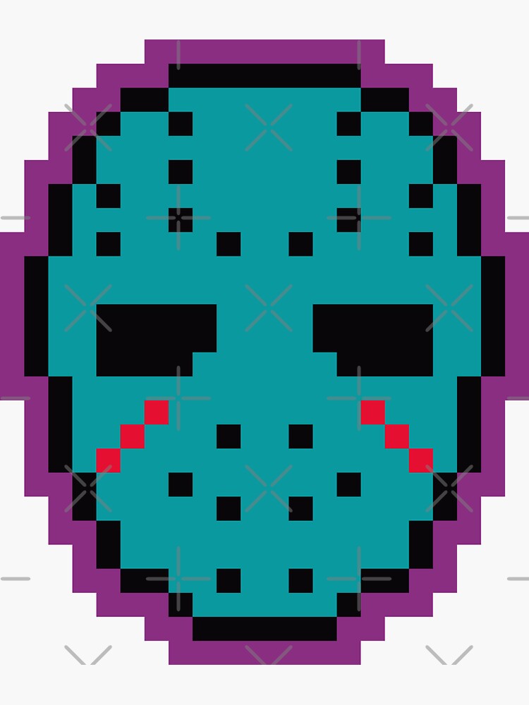 Pixel Art Hockey Mask Sticker for Sale by LizardGlow