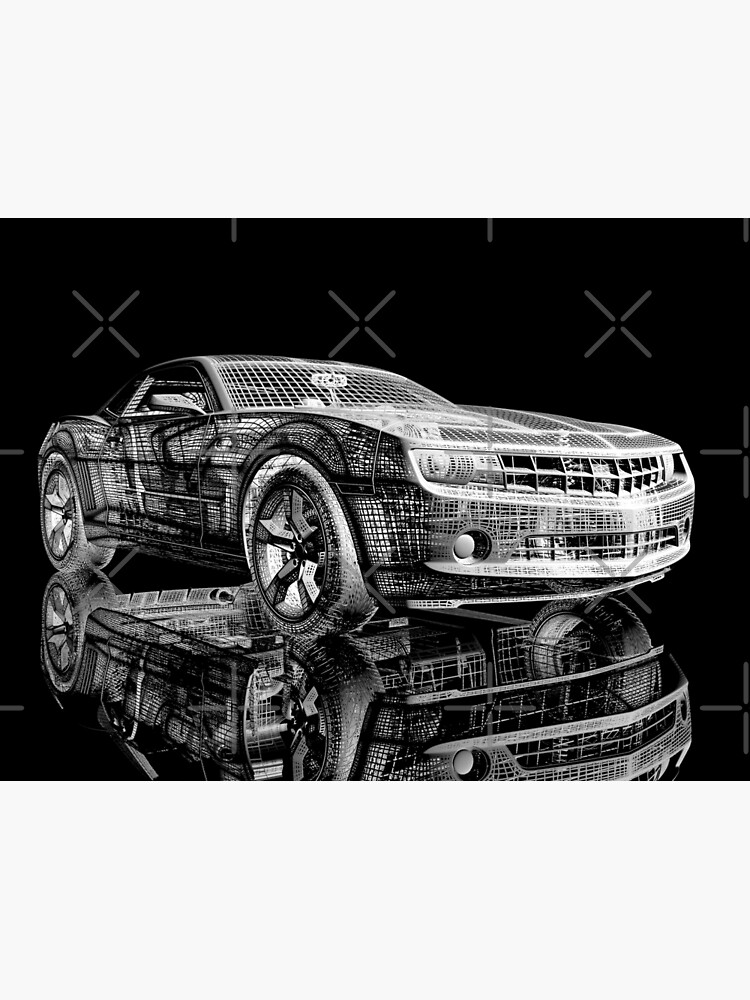 Disover Chevrolet Camaro black and white design Premium Matte Vertical Poster