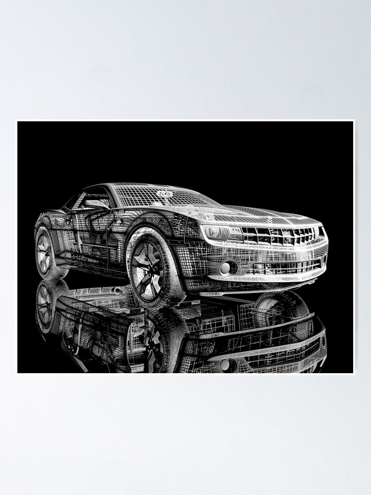 Póster «Chevrolet Camaro diseño en blanco y negro» de autoaddict | Redbubble
