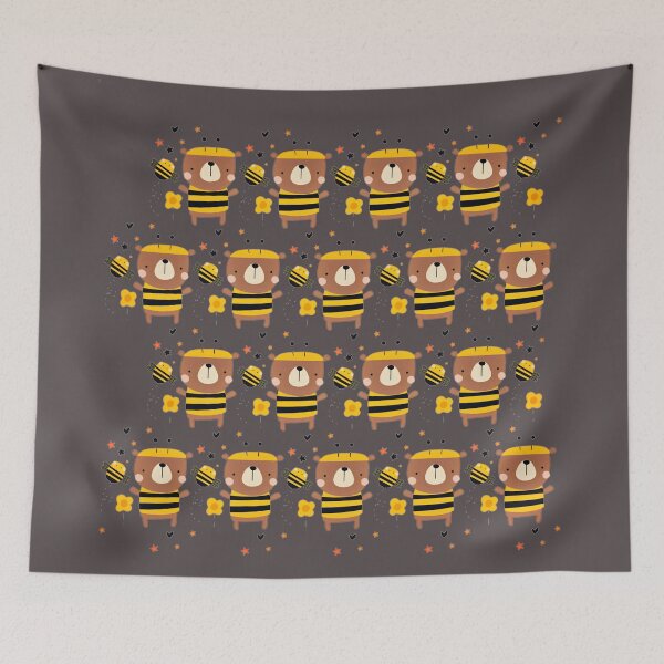 Item preview, BEAR AND BEES PATTERN designed and sold by NATUREZONE.