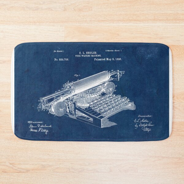 Item preview, Type writing machine patent from 1896 - blue designed and sold by Delphimages Art.