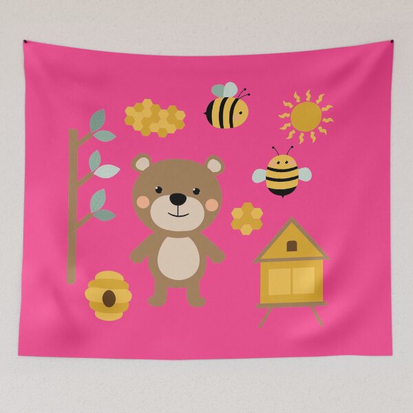 Item preview, BEAR AND BEES PATTERN designed and sold by NATUREZONE.