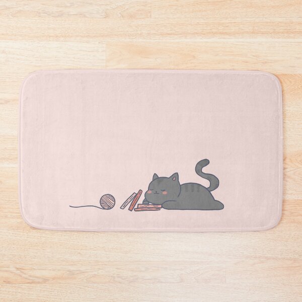 Item preview, Cute Black Cat With a Ball of Yarn And A Neutral Pink Background designed and sold by LittleFlairTee.