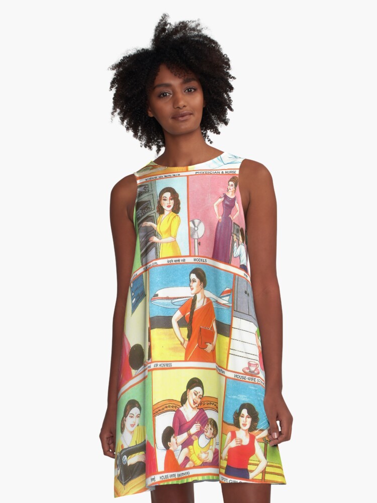 Illustrated Chart From India WOMEN ON WORK Rare Vintage High