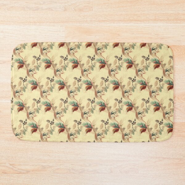 Item preview, Vintage Floral Pattern Mint and Rust Red Colors on Yellow Beige Background Design designed and sold by kmcs.