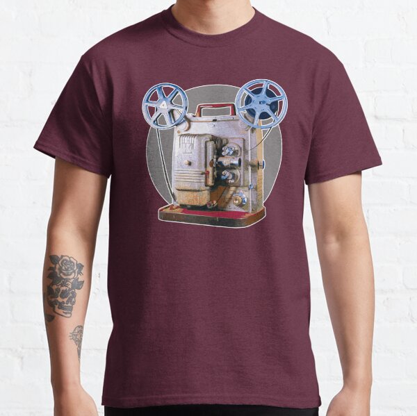 Vintage 8MM Home Movie Cameras: Retro Keystone 8MM Home Movie Projector on Gray Circle Classic T-Shirt