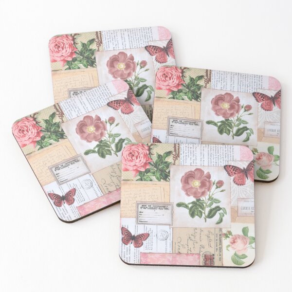 Item preview, Patchwork Shabby Chic Roses and Butterflies Collage  designed and sold by RosalieReeves.