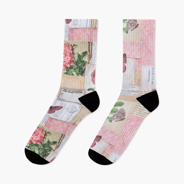 Item preview, Patchwork Shabby Chic Roses and Butterflies Collage  designed and sold by RosalieReeves.
