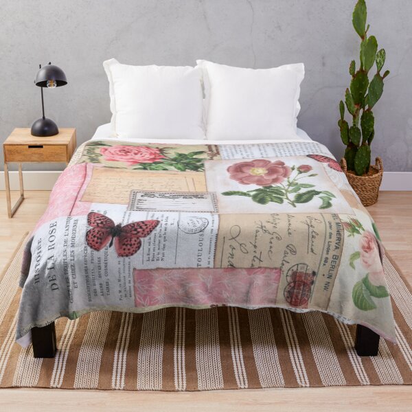 Item preview, Patchwork Shabby Chic Roses and Butterflies Collage designed and sold by RosalieReeves.