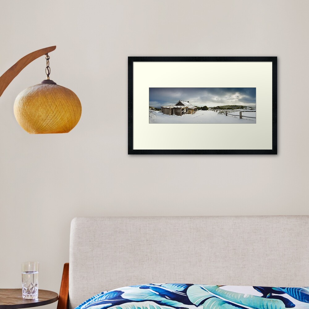 Craigs Hut Winter Morning, Mt Stirling, Victoria, Australia Framed Art Print