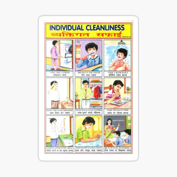 Item preview, Illustrated Chart From India - INDIVIDUAL CLEANLINESS Rare Vintage High Quality, Hindi designed and sold by VISIBLECREATION.