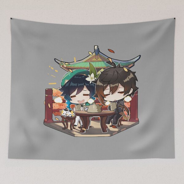 Item preview, Genshin Impact - Chibi Venti And Zhongli Archon - Official Artwork designed and sold by Krimsy.