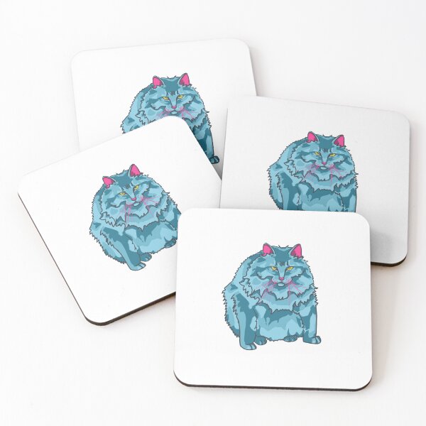 Item preview, Blue alien cat mono, small white edition designed and sold by bye-then.