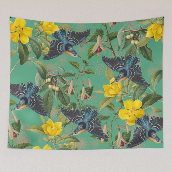 Item preview, Blue birds pattern designed and sold by LeAllureVintage.
