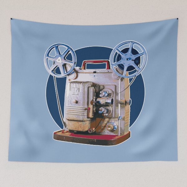 Item preview, Vintage 8MM Home Movie Cameras: Retro Keystone 8MM Home Movie Projector on Blue Circle designed and sold by GraffitiSoup.