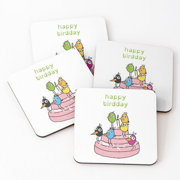 Happy Birdday! \ by Suzies Sparrow Coasters (Set of 4)