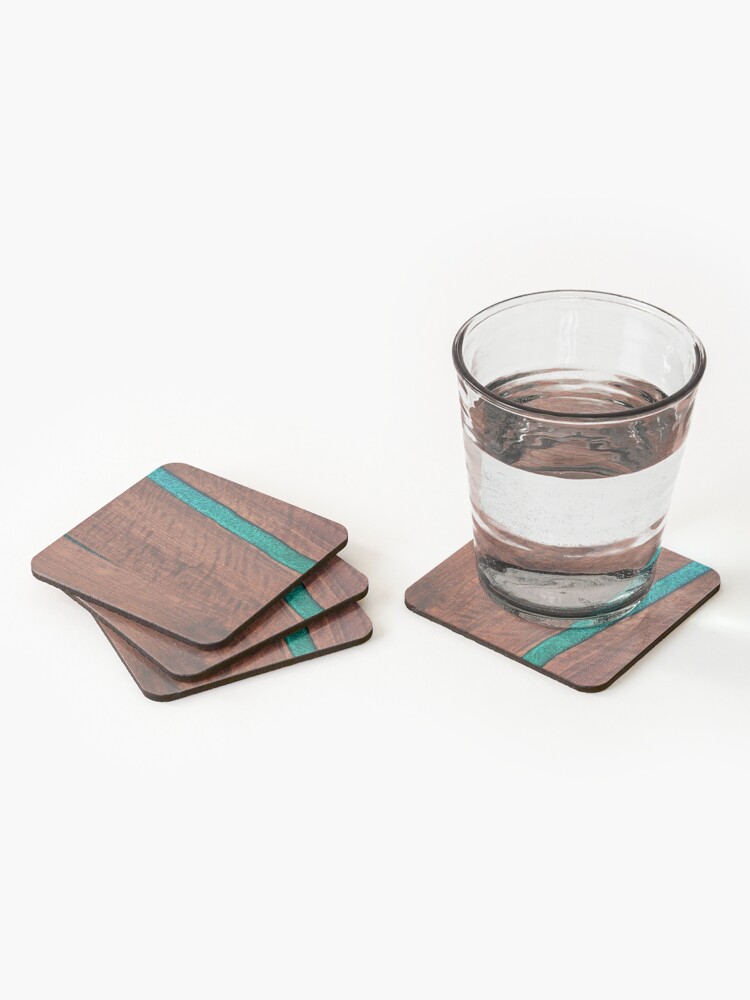 Epoxy and Wood River Table Coaster Set Wood Coaster Drink Coasters