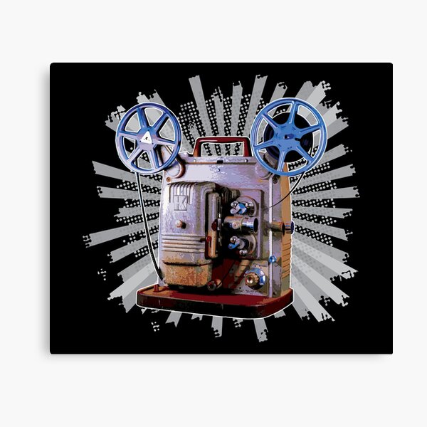 Vintage 8MM Home Movie Cameras: Retro Keystone 8MM Home Movie Projector on Bold Gray Pop Art Splash Canvas Print