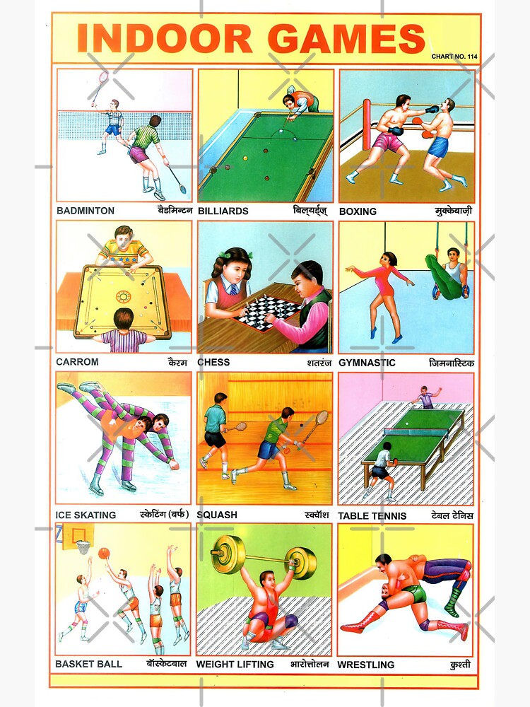"Illustrated Chart From India INDOOR GAMES Rare Vintage High Quality
