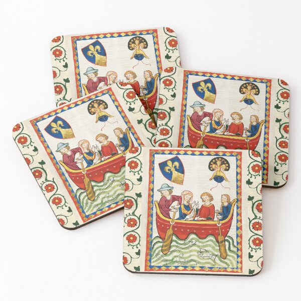 Item preview, ROMANTIC LOVERS ROWING OUT IN A BOAT TRIP , MEDIEVAL MINIATURE WITH WILD ROSES designed and sold by BulganLumini.