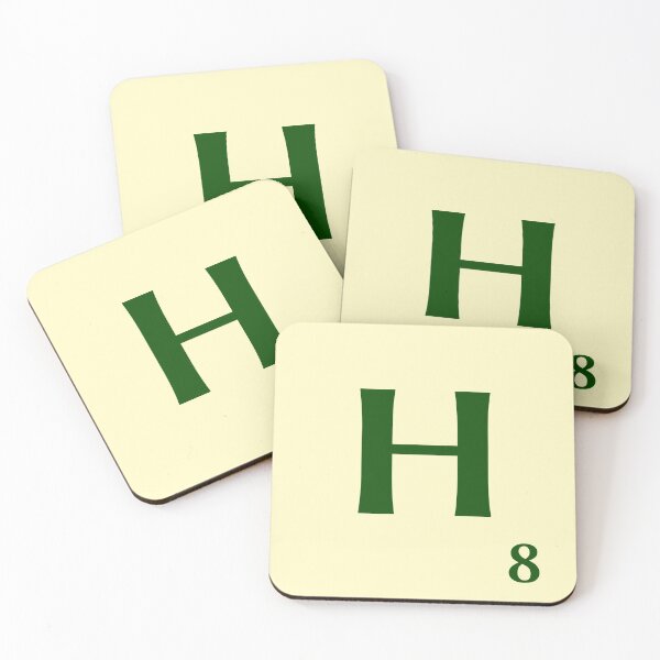 Fitxa de Scrabble de la H de 8 punts Posavasos (lote de 4)