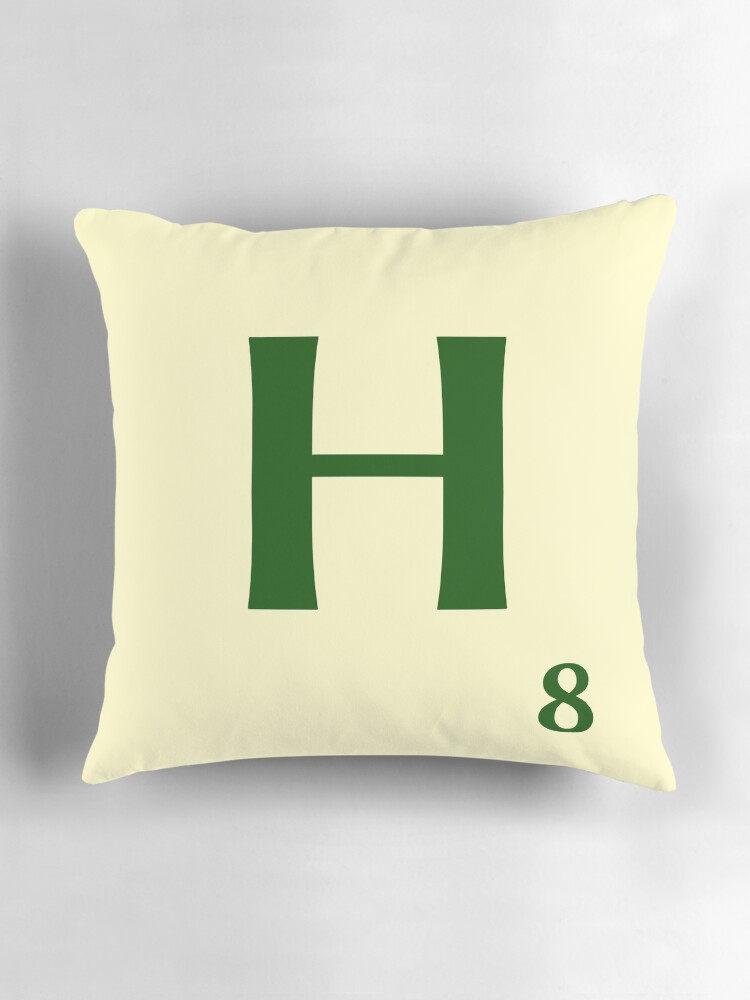 Imagen 3 de 4, Cojín con la obra Fitxa de Scrabble de la H de 8 punts, diseñada y vendida por fgrdisseny.