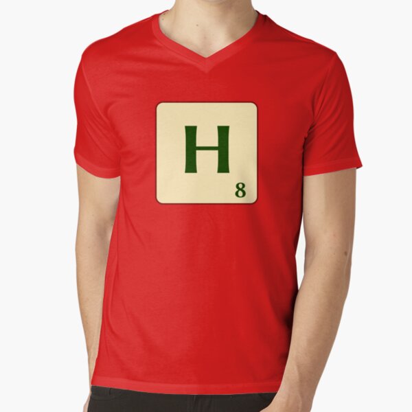 Fitxa de Scrabble de la H de 8 punts Camiseta de cuello en V