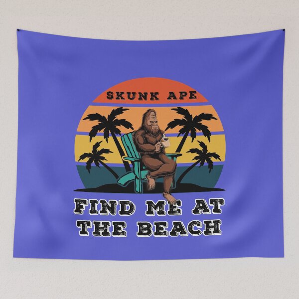 Item preview, Find Me At The Beach Skunk Ape Relaxing in a Chair Blue designed and sold by KeysTreasures.