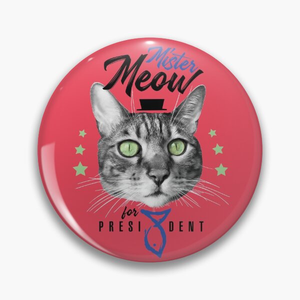 Item preview, Mister Meow for president, cat in tie with hat, black and white, red background designed and sold by courbebleue.