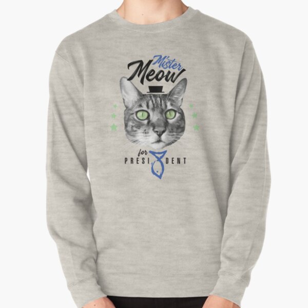 Mister Meow for president, chat en cravate avec chapeau, fond rouge tomate Sweatshirt épais