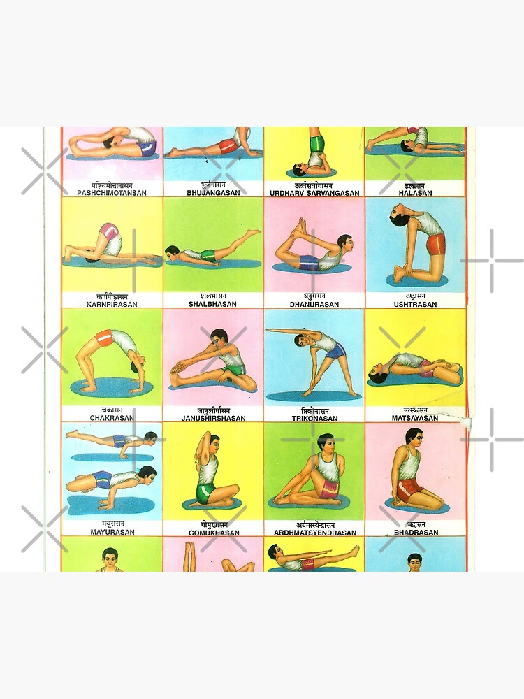 Vintage Illustrated Chart From India - YOGASAN/YOGA POSTURES/YOGA