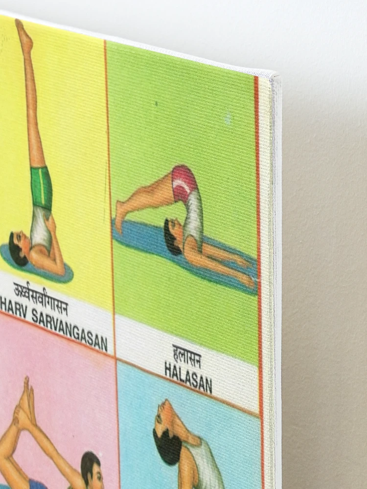 Vintage Illustrated Chart From India - YOGASAN/YOGA POSTURES/YOGA